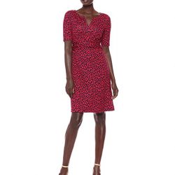 Half Sleeve Twist Front Fit and Flare Dress