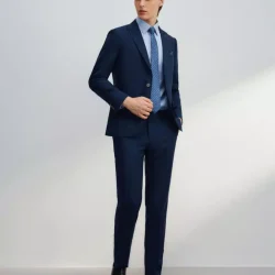 Teflon Slim Fit Twill Suit Pants