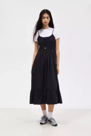 Smocked cotton strappy dress - Image 2