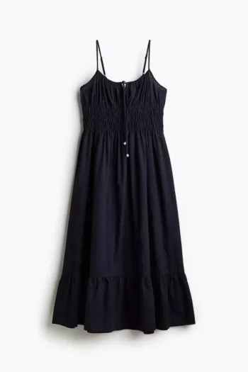 Smocked cotton strappy dress - Image 4